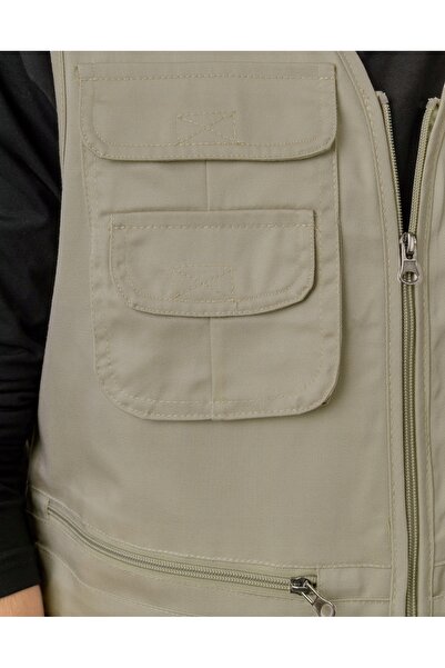 NO BRAND Vestă subțire mare din bumbac pentru bărbați, cu 10 buzunare! Zl01-2...