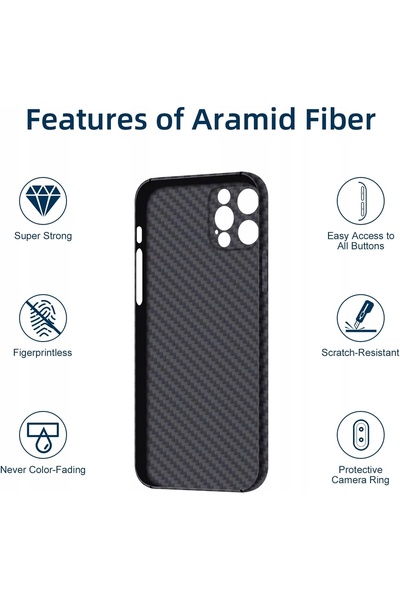 NO BRAND Husă Sisyphy pentru iPhone 15 Pro Max Armură Fibră de Aramid Carbon ...