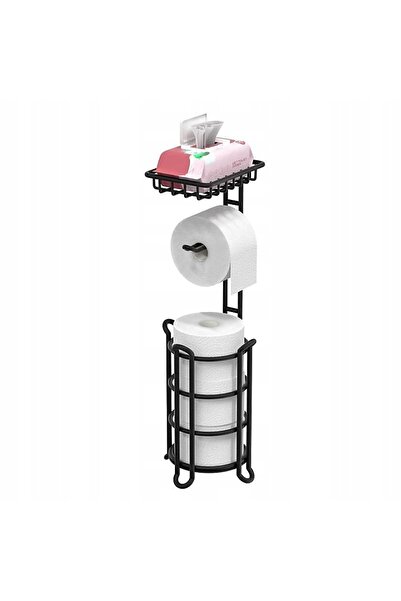 NO BRAND Suport hârtie igienică cu raft, pentru 4 role, WC, metal negru, stil...