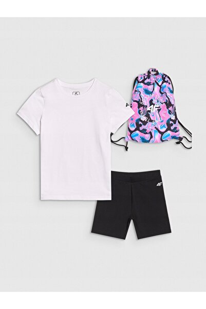 NO BRAND Set pentru fete Wf 4F Set cu tricou, pantaloni scurți și geantă 158-164
