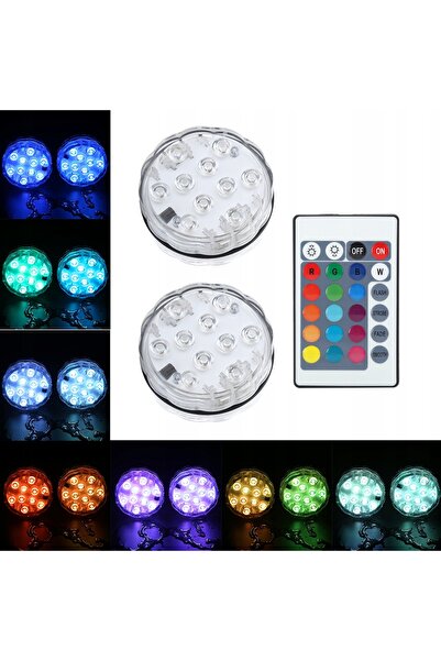 NO BRAND 2X Lumini LED subacvatice pentru piscină cu bază și telecomandă