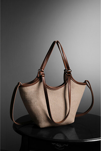 Rimense Women's Straw Tan Faux Leather Hand and Shoulder Bag