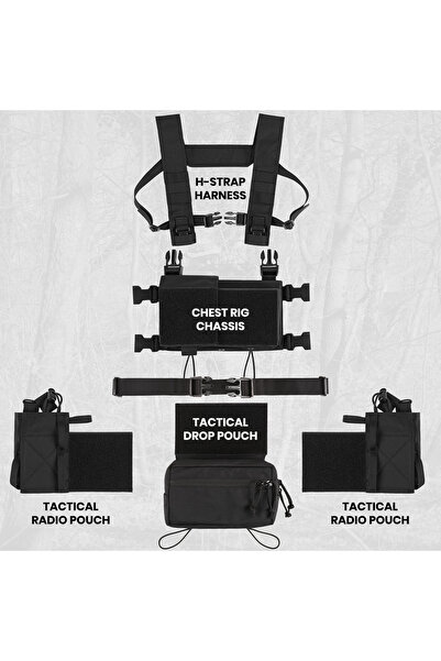 NO BRAND Votagoo Mk4 Vestă tactică tip Chest Rig, Negru, Sistem Molle, cu Hus...