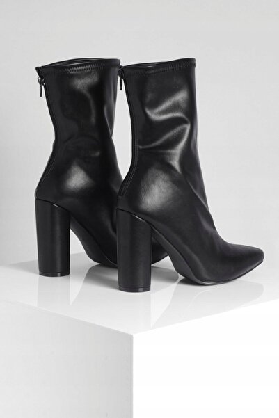 NO BRAND Boohoo 41 Negru Clasic din Piele Ecologică cu Fermoar și Toc Stiletto