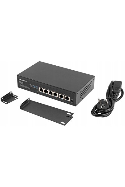 Lanberg Switch 4x 100mb PoE+/2x 100mb Rack 10 inch și 19 inch Fast Ethernet 60W