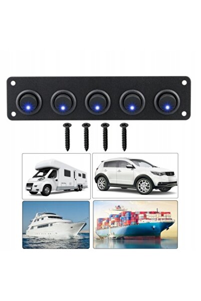 NO BRAND Panou de comutatoare din aluminiu, comutator LED 12V 20A albastru X5