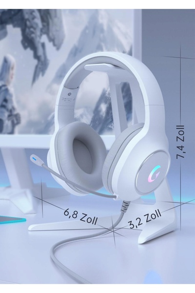 NO BRAND Kapeydesi Cm7002 Căști de gaming RGB albe pentru PC, PS5, Xbox