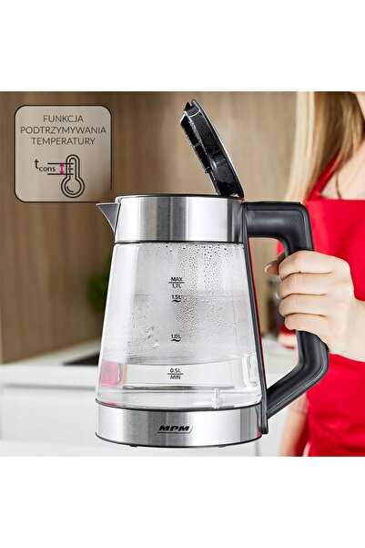 NO BRAND Fierbător electric fără fir cu reglare temperatură, din sticlă, Mpm ...