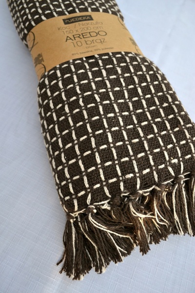 NO BRAND Cuvertură de pat Aredo cu ciucuri din bumbac 150x200 maro 10