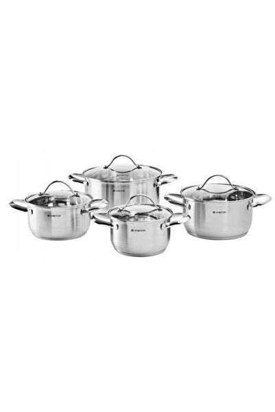 NO BRAND Set de oale cu capace din oțel inoxidabil 8 piese 68741 Remi