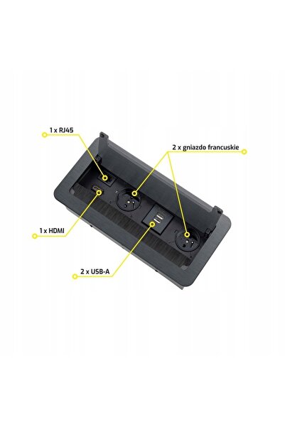 NO BRAND Priză electrică, Internet, USB, Design pentru blat, Negru deschis