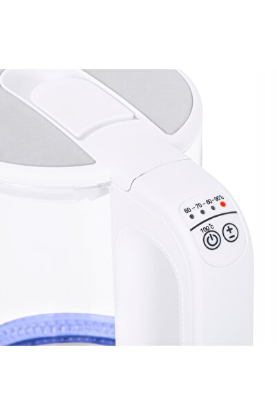 NO BRAND Fierbător electric alb, cu control temperatură, fără fir, din sticlă...