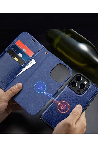 NO BRAND Husă din piele Ocase pentru iPhone 15 Pro, cu suport, Magsafe, albas...