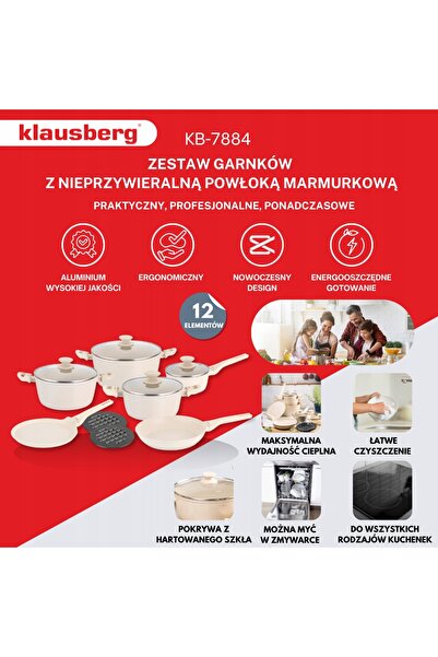 Klausberg Set de oale cu strat antiaderent de marmură 12 piese 7884