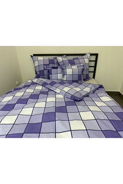 NO BRAND Lenjerie de pat Bumbac 160X200 Lux 978-5 Pătrate Mov