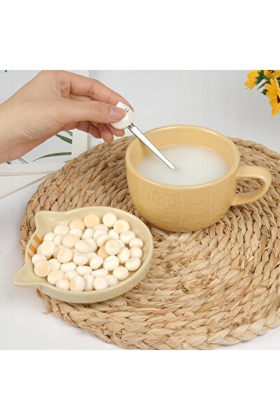 NO BRAND Cană ceramică cu design pisică drăguță, 300 ml, cu linguriță și capa...