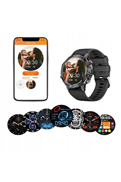 NO BRAND Smartwatch Ceas bărbătesc Hammer Negru Sport Monitorizare ritm cardi...