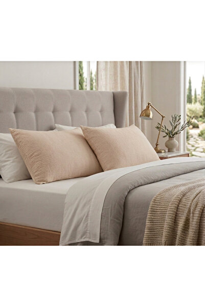 Cosibello Home %100 Pamuk 2'li Müslin Yastık Kılıfı 50x70 Doğal Müslin