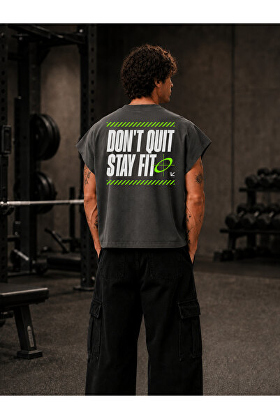 EVIus تي شيرت GYM Sportsman Don't Quit Stay Fit مطبوع عليه عبارة "Oversize Wo...