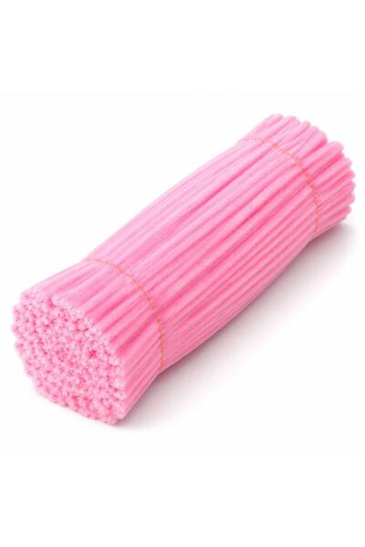 Çınar Çiçekçilik & Malzeme 100 Adet 8mm Şeker Pembe Şönil 30cm, Tüylü Peluş K...