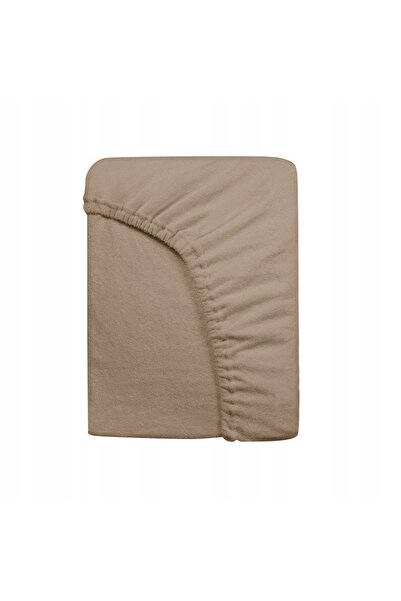 NO BRAND Cearșaf de pat din frotir cu elastic 180x200 cacao