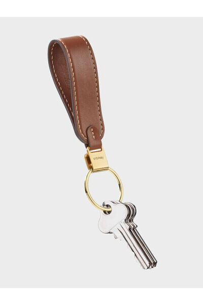 Orbitkey Μπρελόκ δερμάτινο καφέ