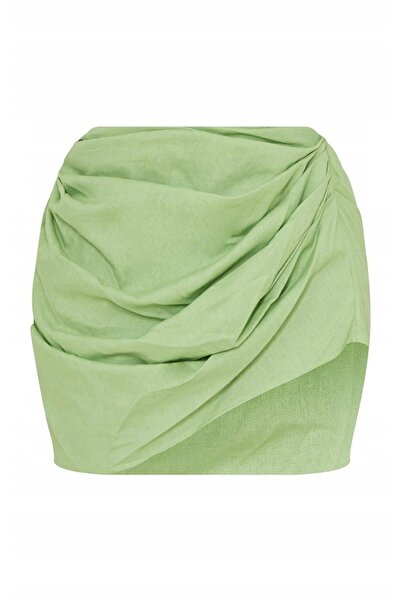 NO BRAND Fustă mini verde cu talie înaltă Prettylittlething 36