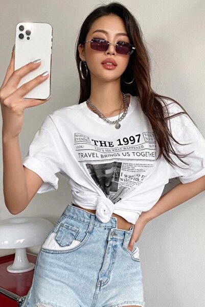 yombaa Γυναικείο λευκό μπλουζάκι Cosiness Oversize