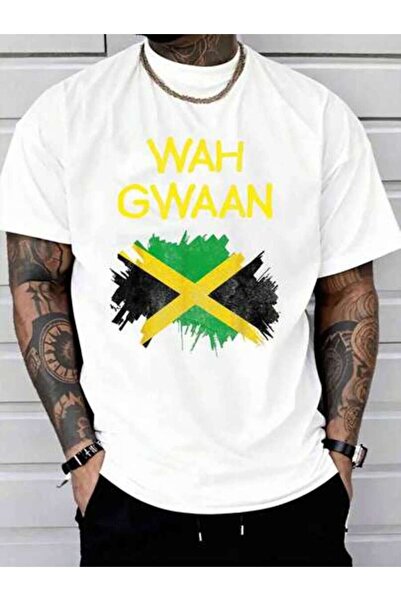 4Car 100% Cotton Wah Gwaan Jamaica Flag Jamaican Pride Reggae Vacation TShirt...