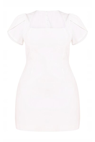 NO BRAND Rochie clasică scurtă, albă, netedă, cu spatele deschis, Prettylittl...