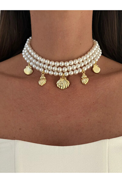 Luparadis Special Series Seashell Design Pearl Choker Necklace