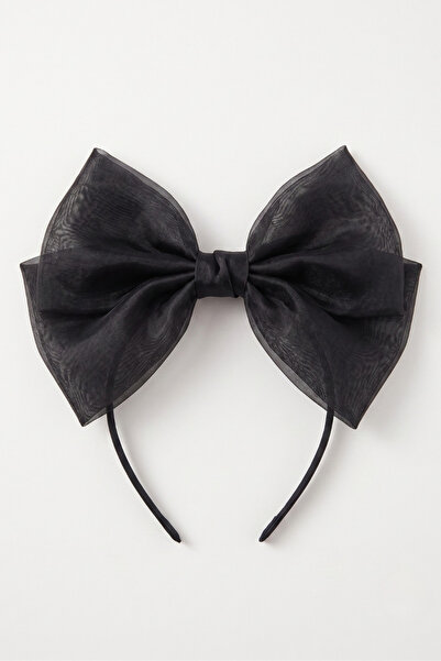 Le Mabelle Black Organza Bow Girl's Crown