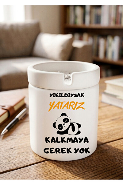 Eylül Design منفضة سجائر سيراميك مطبوعة بتصميم فكاهي من Yıkıldıysak Yatarız، ...