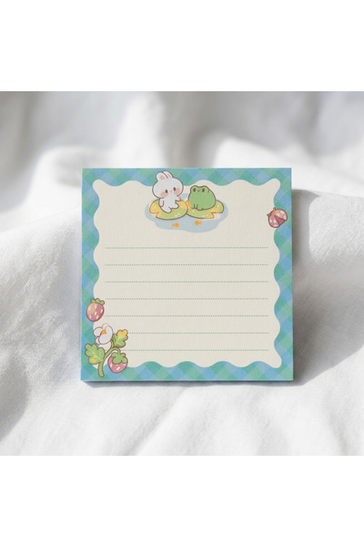 Plumie Kawaii Kurbağa Temalı Memo Pad 50 Yaprak | Kare Yapışkansız Not Kağıdı