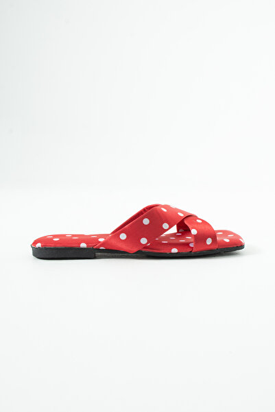 Siena Shoes Perla Women's Polka Dot Satin Daily Slippers Red