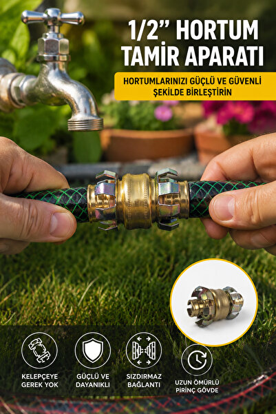 Binbirreyon Brass Hose Connector Fitting Hose Repair Fitting Clampless Connec...