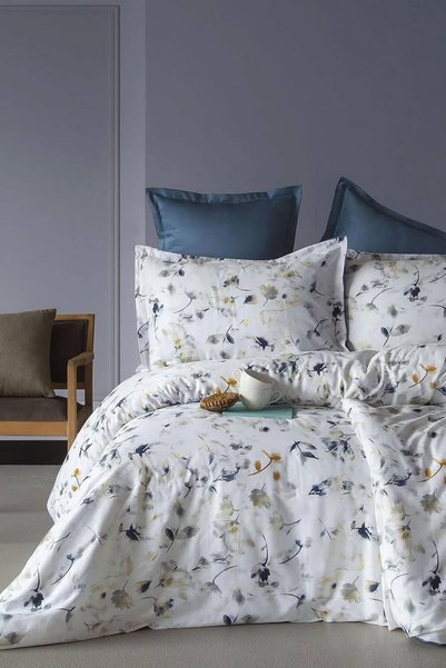İssimo Home Crecia 210 TC (83 Tel) Dijital Pamuk Saten Çift Kişilik Nevresim Takımı
