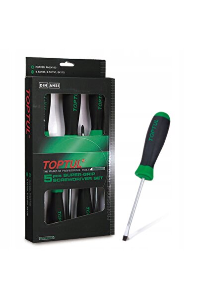 TOPTUL Set de 5 șurubelnițe, tip PHILIPS PH / plat, 5.5x100 6.5x150