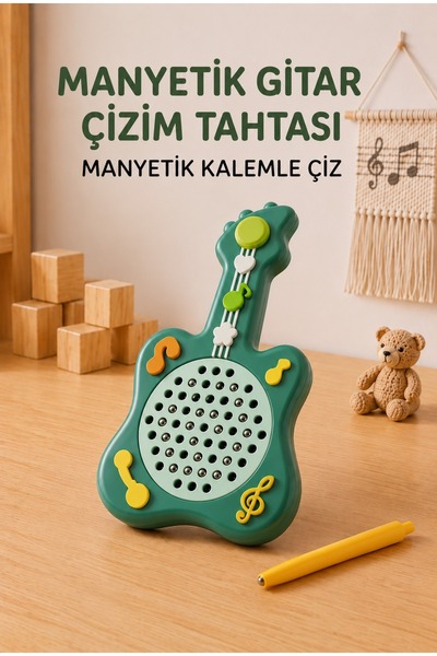 POLER TOYS MANYETİK YAZI YAPI TAHTASI GİTAR FİGÜRLÜ MAGNETİC BOARD KALEMLİ MI...