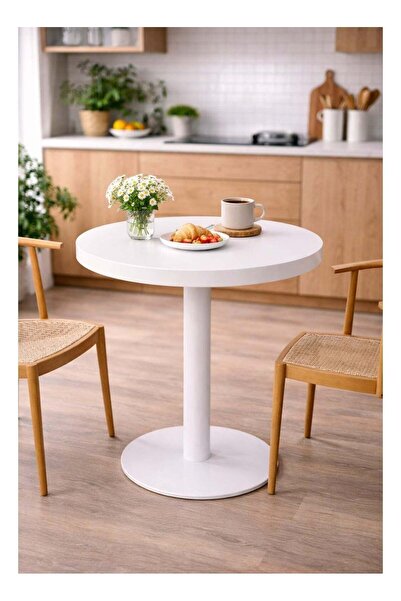 N.zone In Zone Store Round White Table with Modern Design and Central Metal B...