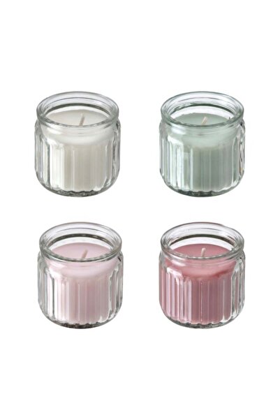 IKEA HÖKGÖK 4-Piece Assorted Scented Glass Candle Set – Vanilla, Red Berry, A...