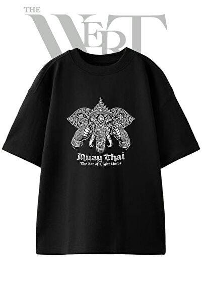 THEWERT Muay Thai Fili dizajn, štampana unisex crna oversize majica