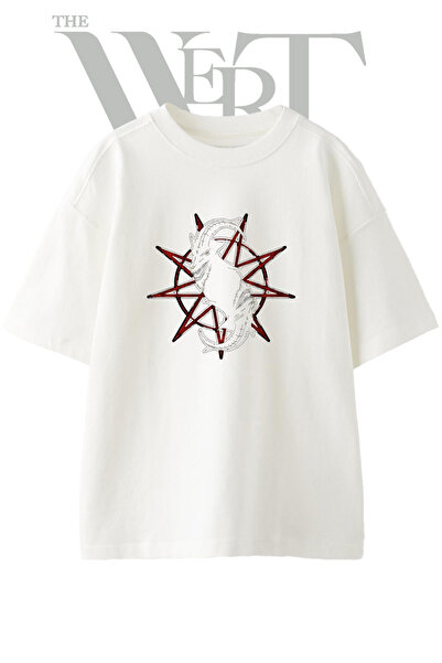 THEWERT Slipknot Logo_1 dizajn, štampana unisex bela majica prevelikog kroja