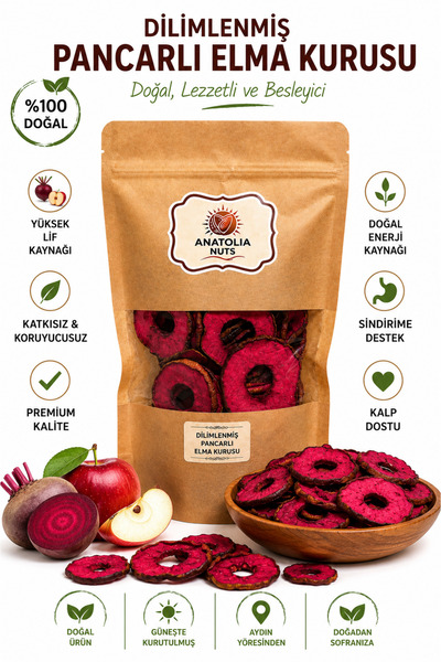 Anatolia Nuts Dilimlenmiş Pancarlı Elma Kurusu Doğal Kuru Meyve 500 gr
