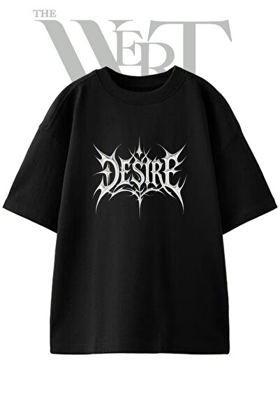 THEWERT Tricou oversize negru unisex cu imprimeu Gothic Desire Design