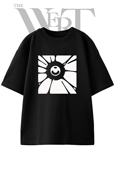 THEWERT Μπλουζάκι Happy Eye Design με στάμπα Unisex σε μαύρο χρώμα oversize