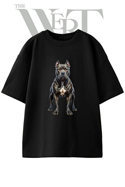 THEWERT Američka Bully dizajn t-shirt majica, unisex, crna, prevelika