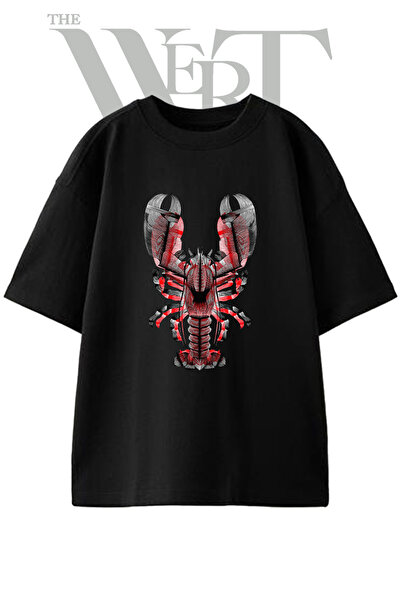 THEWERT Μπλουζάκι Unisex Μαύρο Oversize με στάμπα σε σχέδιο Κόκκινος Αστακός