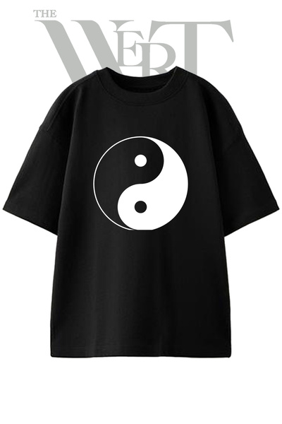 THEWERT Yin Yang_2 dizajn, štampana unisex crna oversize majica