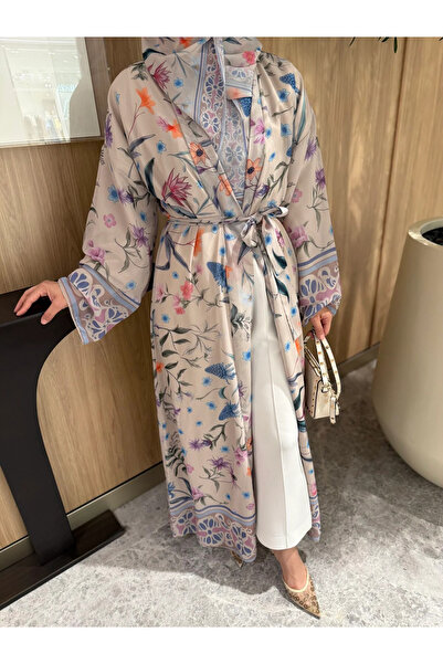 MODA S&S BZLİNE Desenli şal ile takım abaya